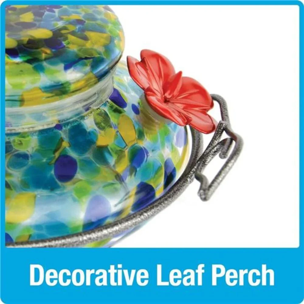 Hand Blown Illuminated Top Fill Hummingbird Feeder